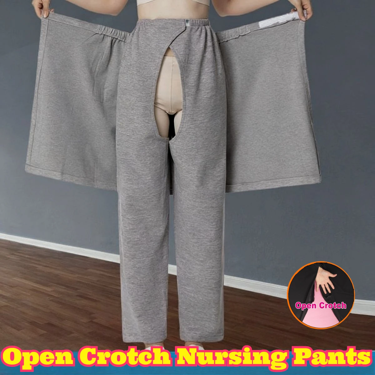 

Incontinence Care Pants Bedridden Paralyzed Adults Postoperative Easy Wear Off Front Back Open Crotch Diaper Change Sleep Pants