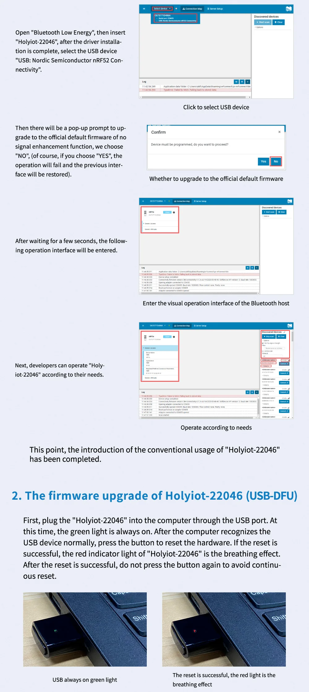 Holyiot NRF52840 Bluetooth 5.0 Low Energy programmierbarer USB-Tasten-Hardware-Reset-Empfänger-Dongle mit DFU-Unterstützung – Detail 2