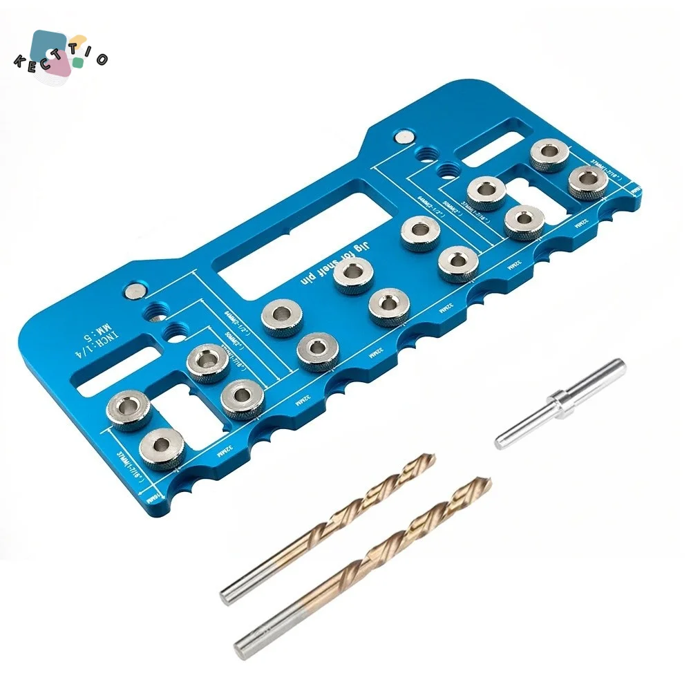

Aluminum Alloy Handle Pitch Punch Hole Locator Precision Wear Resist Aluminum Pocket Hole Jig Kit Durable Precision Alignment