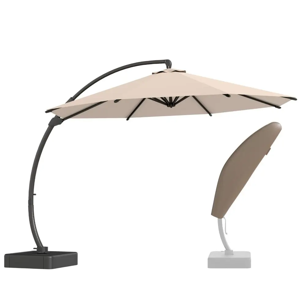 

11ft Cantilever Patio Umbrella with Base amp Umbrella Cover Included, Large Round Offset Outdoor Pool Umbrella, 360 Rotation am