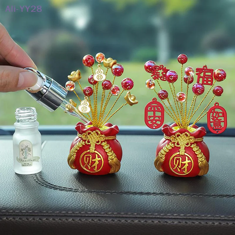 {YY28} Chinesisches Neujahr Fa Cai Geldbaum-Gott Feng Shui Glückstasche Miniatur-Figur Frühlingsfest Heim- und Auto-Ornamente