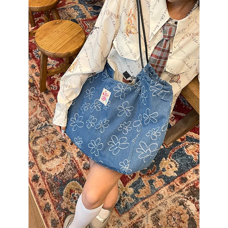 Elfsack 2025 outono nova chegada brincalhão completo floral impressão bolsa de ombro para mulher