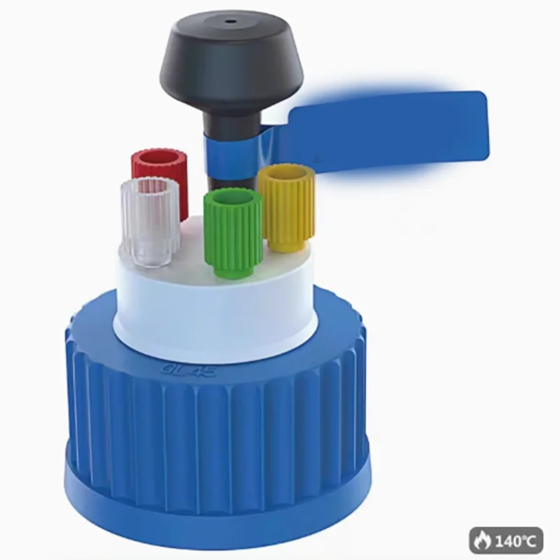 Plastic solvent bottle safe liquid supply cap GL45 cap waste liquid collection cap unidirectional mobile phase tight