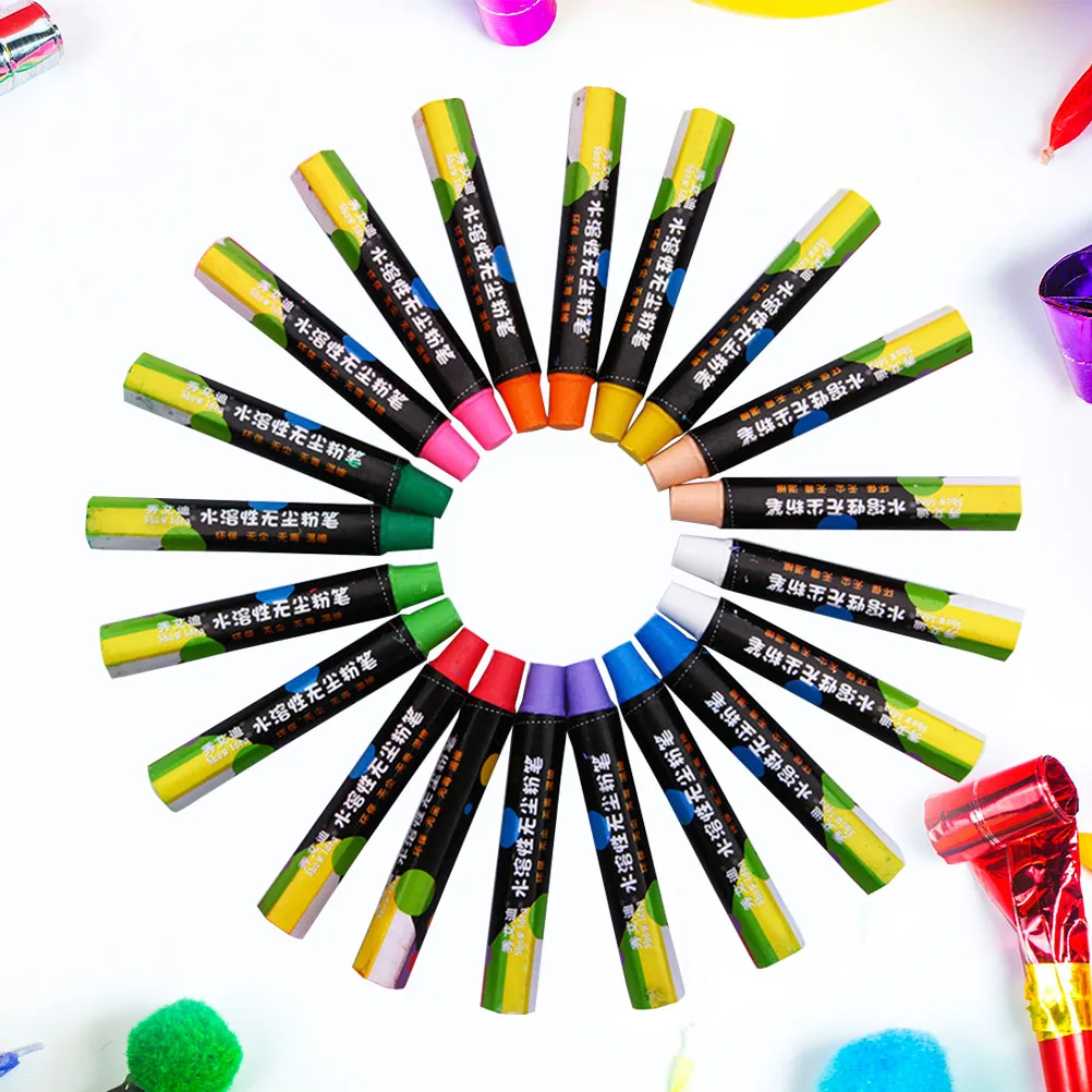 

20 Pcs Dustless Chalk Colorful Water Based Office 10 Colors Non Toxic Easy Erase Blackboard Plastic Glass Student