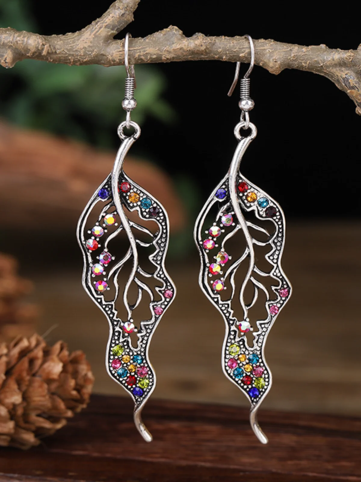 2023 Personality Long Leaf Simple Earrings Women's Inlaid AB Colored Diamond Women Jewelry Support Bulk Wholesale 1$ Price Order