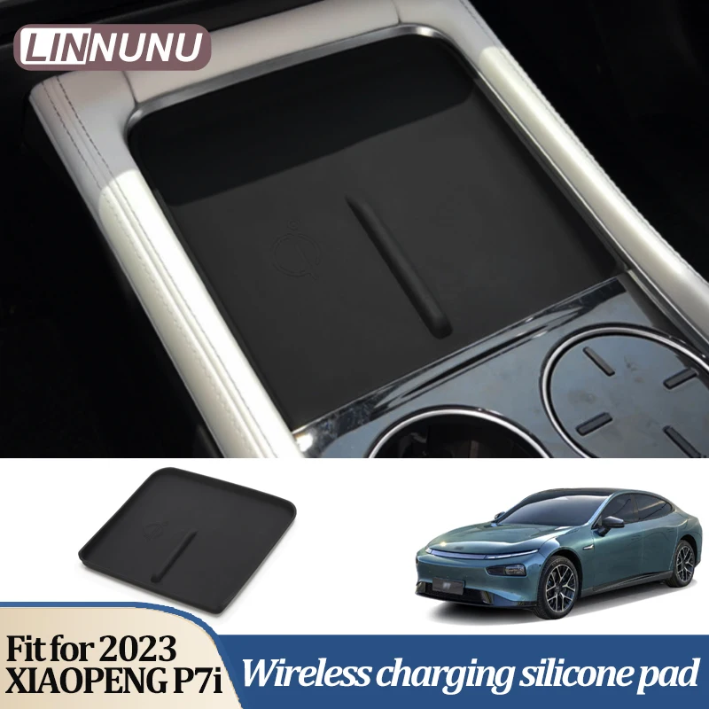 Linnunu-Tapete De Silicone De Carregamento Sem Fio, Tapete De Armazenamento De Carro, Controle Central, Dustproof, Anti-Slip, Decoração, Fit para Xpeng P7I 2023