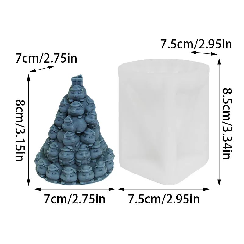 Guinea Pig Stacking Christmas Tree Silicone Mold Cute Guinea Pig Stacking Tower Scented Candle DIY Resin Plaster Handmade Mold