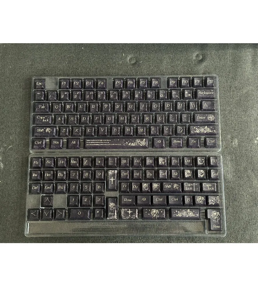 Keycap Personality Original Highly Mechanical Keyboard Cross Axis Keycap Black Rose Keycap All Five Sides Hot Sublimation