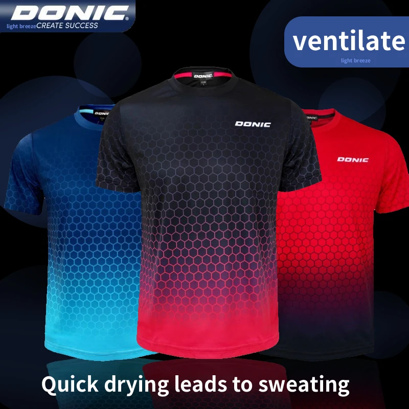 

Authentic Donic table tennis jersey, unisex round neck short sleeved t-shirt, skin friendly, breathable, quick drying 83254