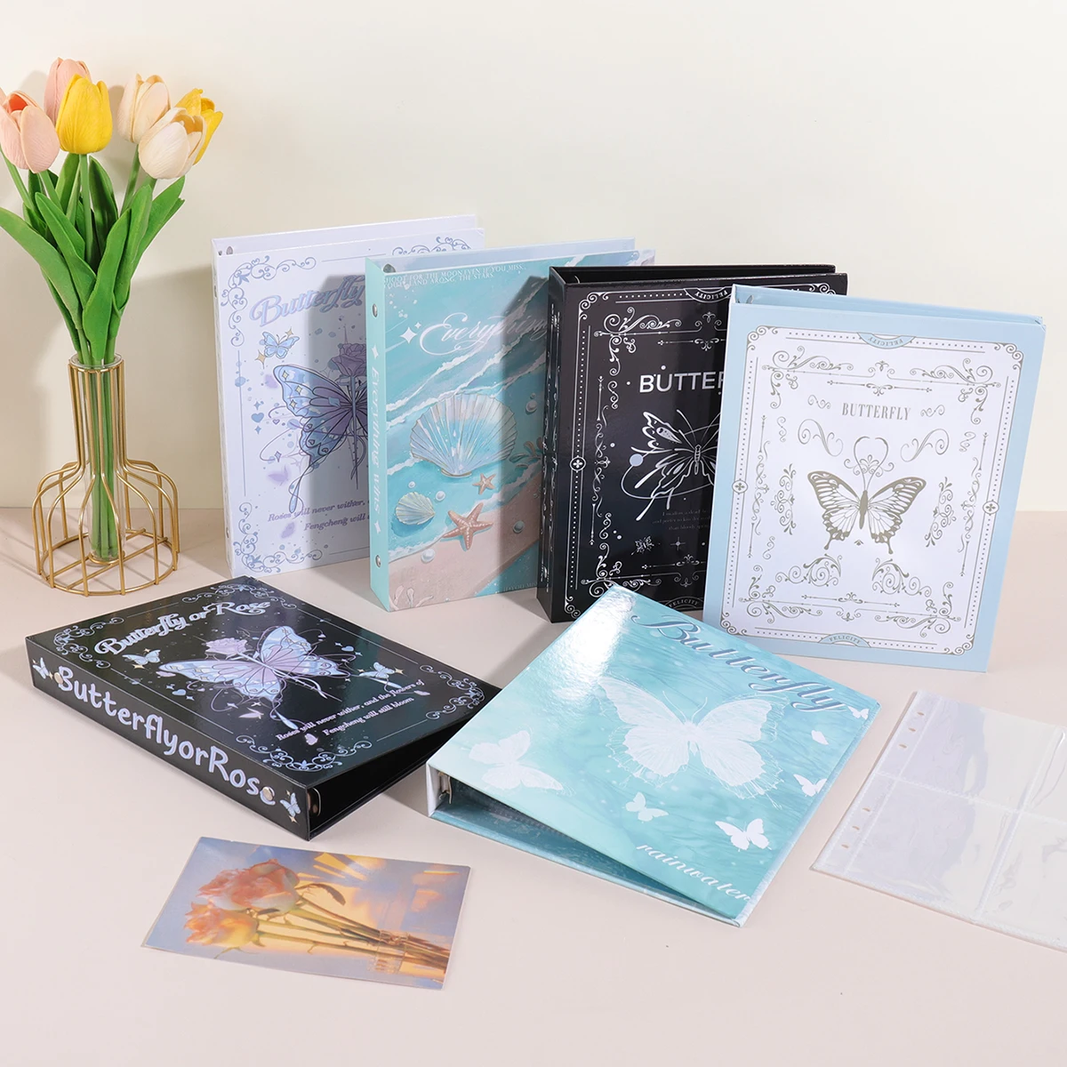 1 pc photo album loose-leaf sleeve, spiral-bound, beautifully portable and decorative, suitable for collecting photos and cards
