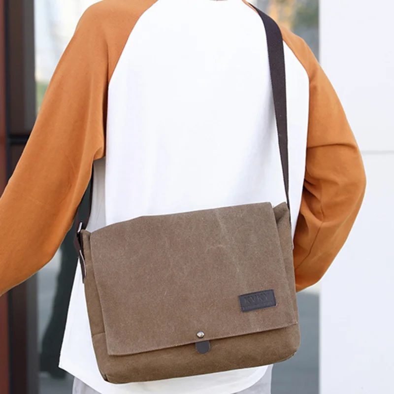 2024 Men Bags Male Canvas Shoulder Bags Unisex Crossbody Messenger Bags Large Retro Satchels for Travel Envelope Briefcase Tote