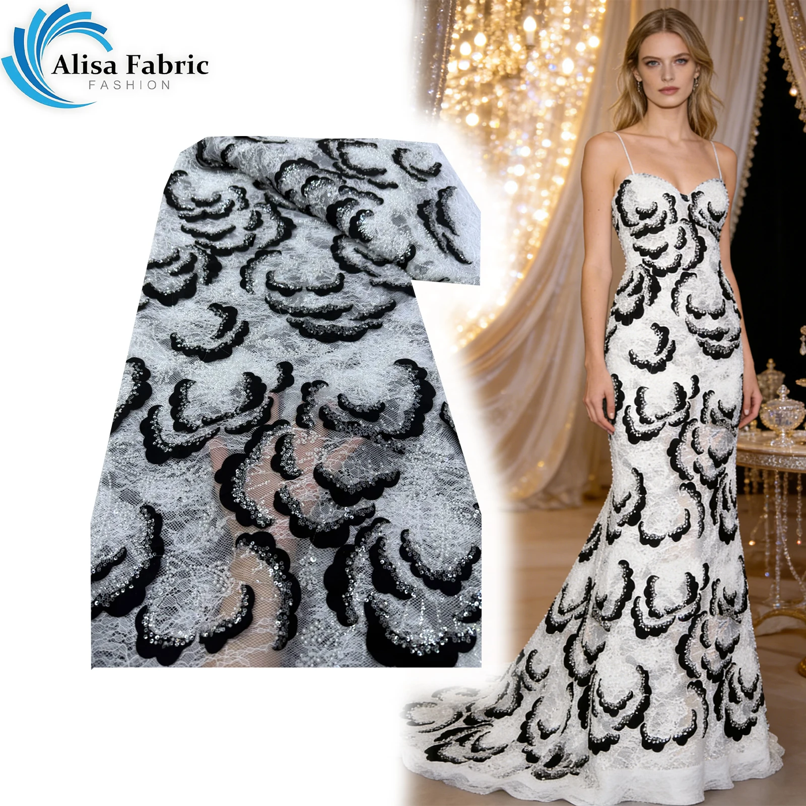 

High quality Beaded Tulle Lace lace kaftan styles for woman 5 yards sequin lace beading design tissus couture For evening gowns