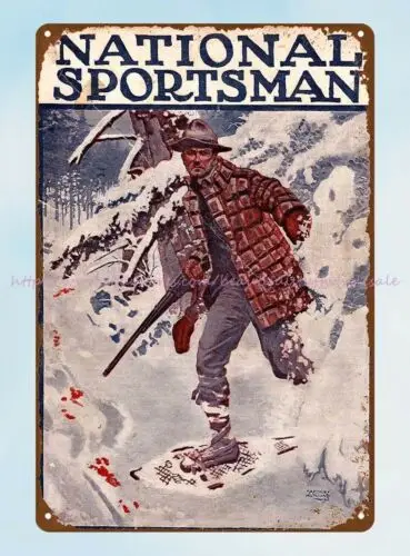 National Sportsman 1911 winter hunter metal tin sign garage ideas