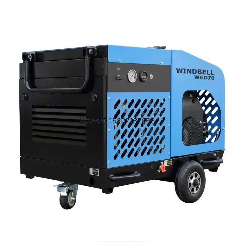 Wmwmnu for Two Wheeled Gas Powered Engine Portable Screw Air Compressor 70 Cfm