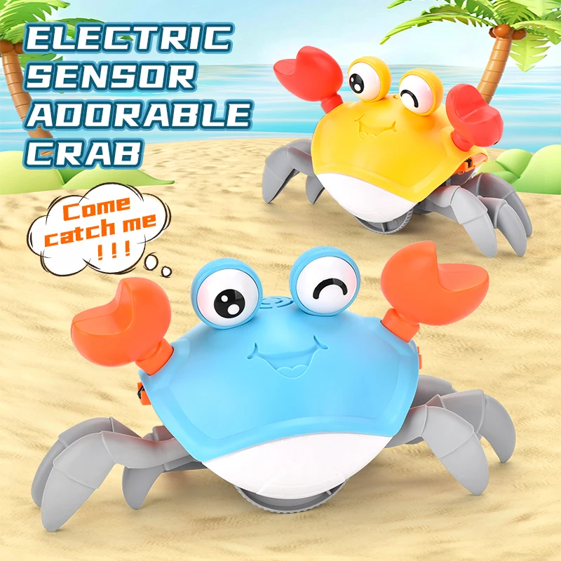 Motion-Activated Electric Crab Toy for Kids - Rechargeable, Light-Up, and Music-Playing Crawler, Engaging Interactive Play for A