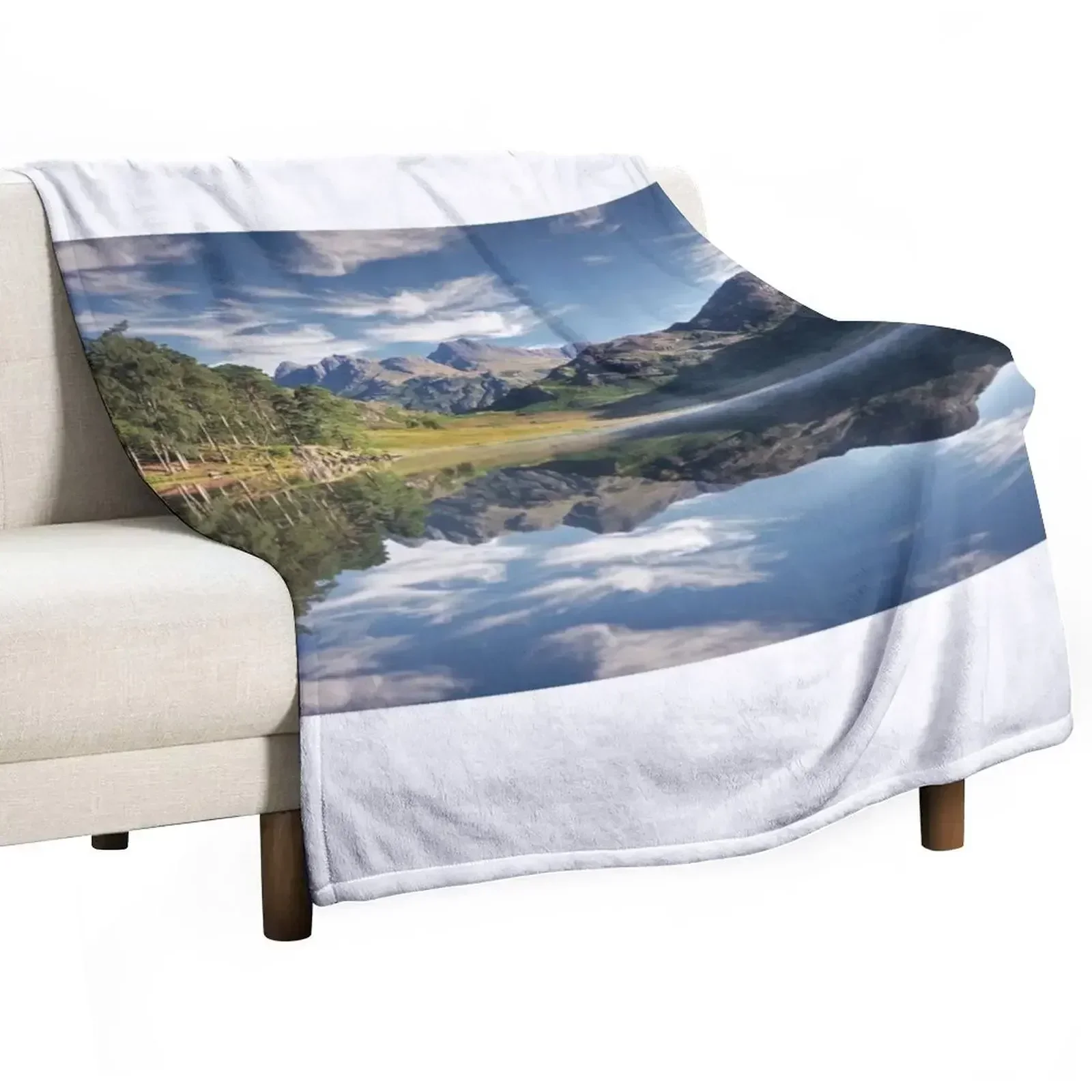 

Dancing clouds above The Langdales and Blea Tarn Throw Blanket Luxury Thicken Custom Blankets