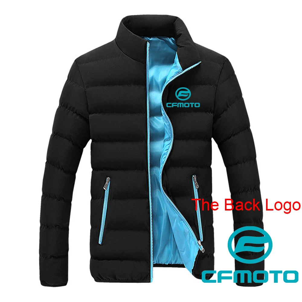 2024 New Men Cfmoto Autumn and Winter New Warm Collar Breathable Four-Color Cotton-Padded Jacket Printed Slim Coat Tops