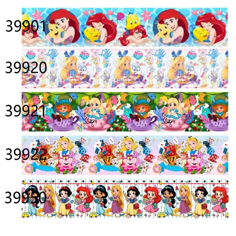 

10yards Alice Ariel Princess Prints Grosgrain Ribbon Diseny Cartoon Ribbon for Hairbows Craft Materials DIY Accessories