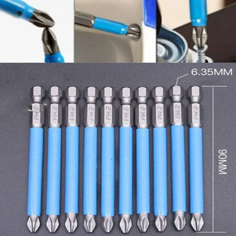 

90/150mm PH2 Anti-Slip Electric Screwdriver Bit Set Bits 1/4" ( 6.35mm )Hex Shank Magnetic Bits Power Tools Accessories