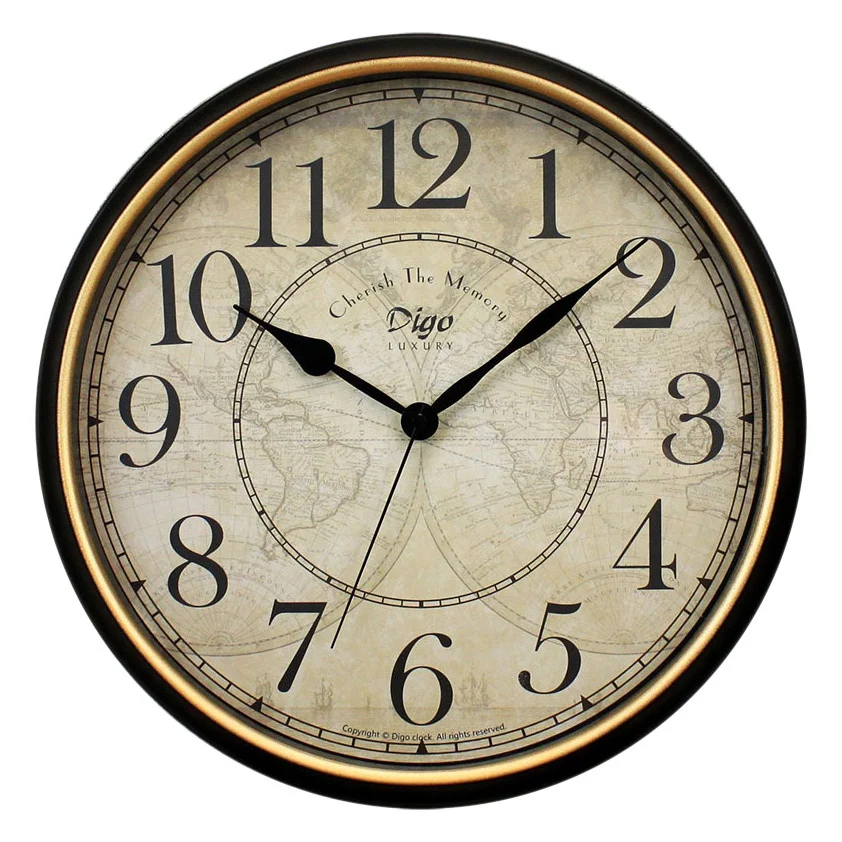 Digo Wall Clock 15 Inch Metal Silent Non-Ticking Battery Quartz Retro Digital Clocks Decor Table Dial for Home Room A