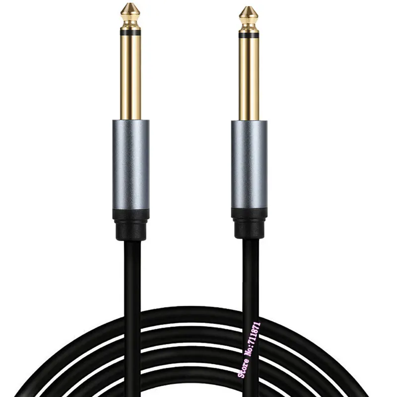 Macho para cabo de áudio macho, banhado a ouro, liga de alumínio Shell, Mono linha fio, TS 6,35 milímetros, 6,35 milímetros