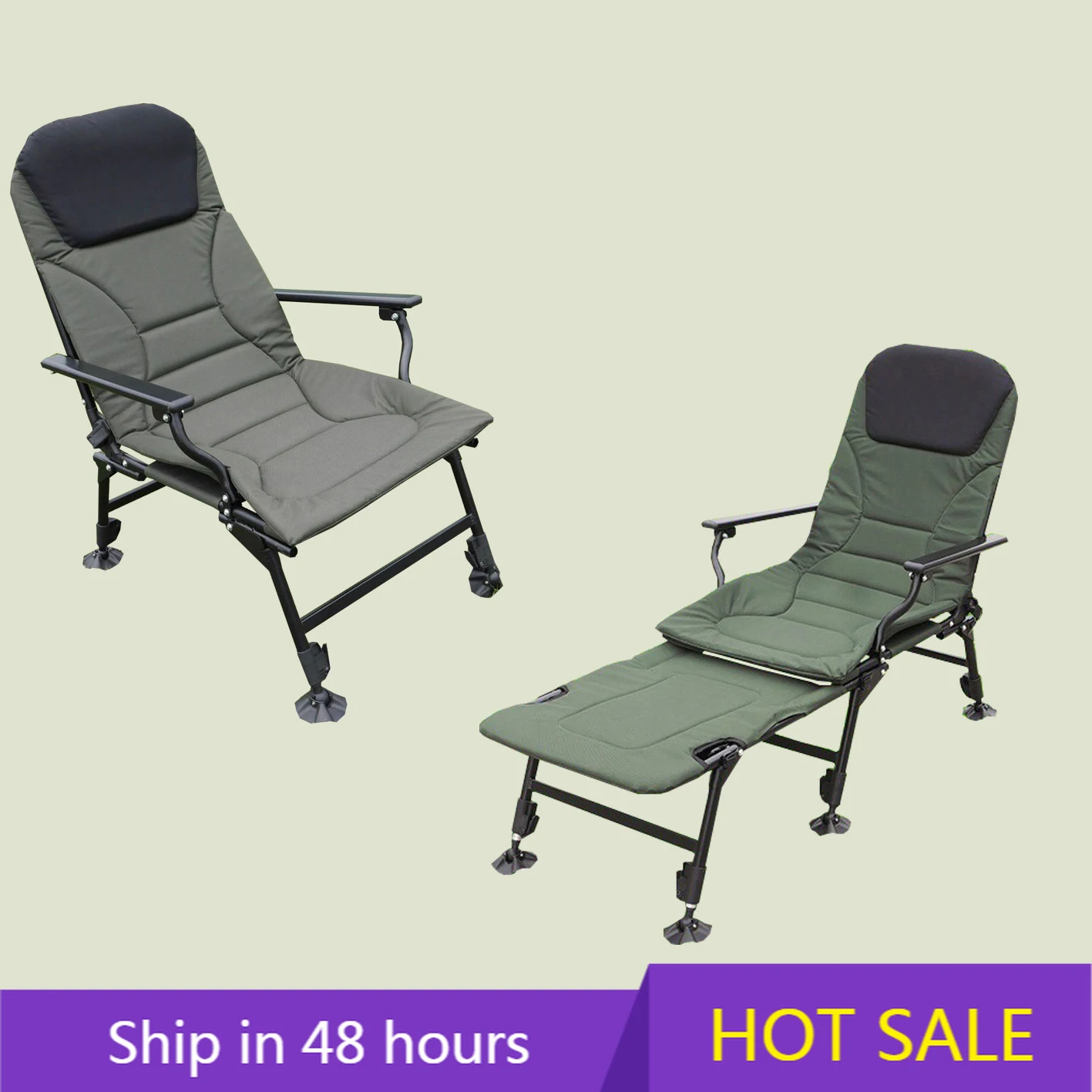 

YTYIN YTYIN Cheap Adjustable Lawn Chair Foldable Carp Fishing Bed Chair with Terrain Stable Base