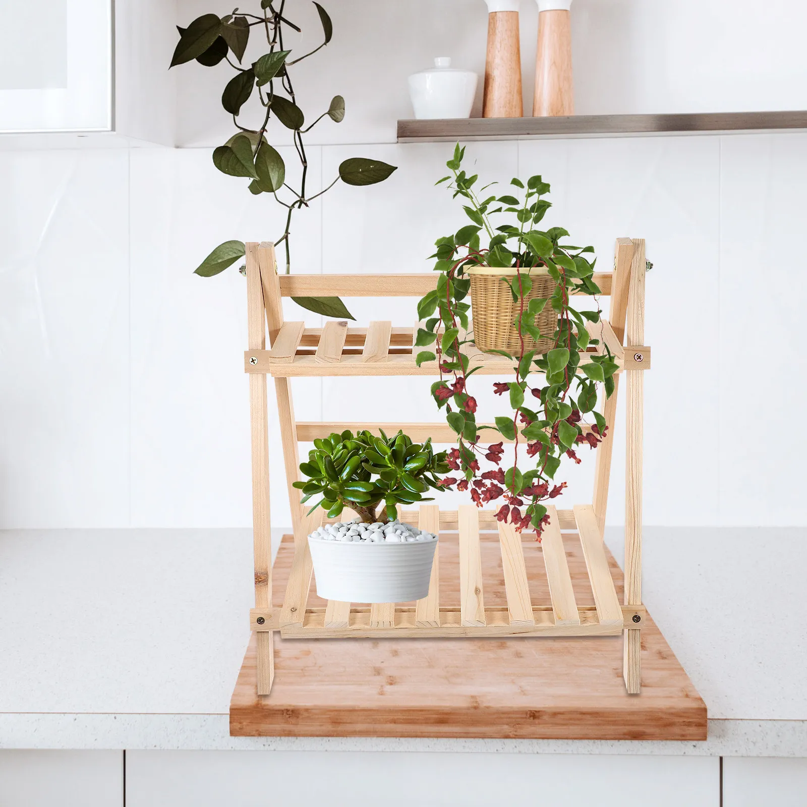 wooden-plant-stand-double-layer-trapezoidal-design-smooth-pet-safe-potted-plant-holder-for-home-flowerpot-base-rack