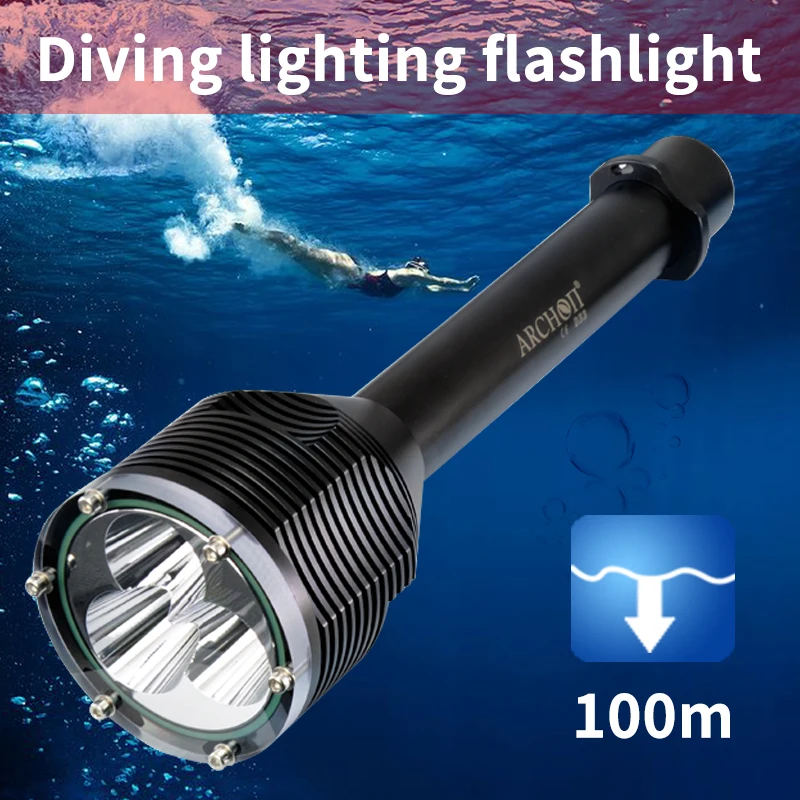 D33 Luce per immersioni subacquee Torcia subacquea da 3000 lumen Torcia subacquea da 100 m Illuminazione per caccia avventurosa all\'aperto Lampada