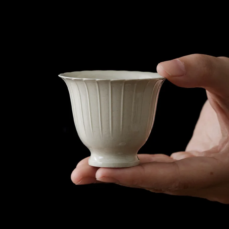 Ceramic Plant Ash Line Master Cup Teacup Creative Single Cup Home Tea Drinking High-end Tasting Cup