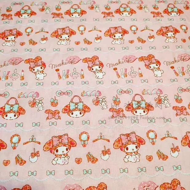 1Yard Sanrio My Melody Cosmetics 100% Cotton Fabric for Girl Clothes Hometextile Cushion Cover Backpack Needlework DIY