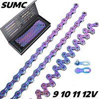 Bicycle Chains SUMC 9/10/11/12 Speed Rainbow Hollow Semi-hollow Magic Buckle Road Bike Bicycle Chain Length 116/126L Weight 250g