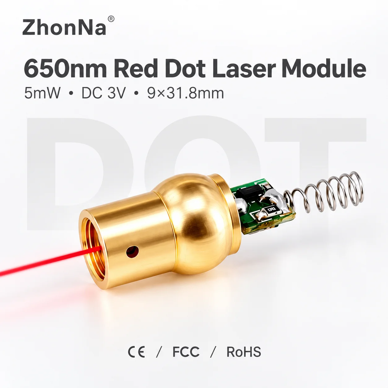ZhonNa 650nm 5mW Red Dot Laser Module 3V 9x31.8mm Bronze Head Tire Wheel Alignment Positioning Industrial Tool Parts Accessories