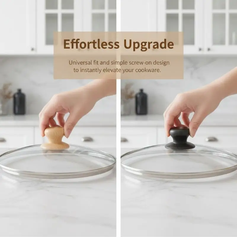 Replacement Wooden Pot Lid Knobs for 1L 2L 3L 4L Pans Heat Resistant Handles for Easy Gripping Cooking
