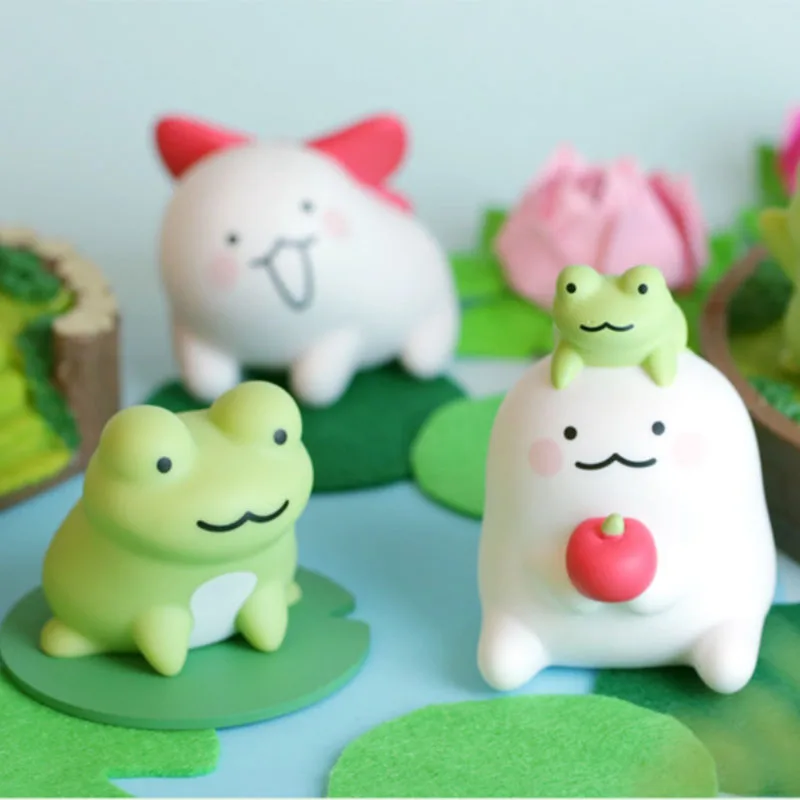 IKMSANG-figuras de acción de Dumplings y Rana, juguetes de Anime, serie de bolas de arroz glutinoso blanco, regalos para niños, muñecas coleccionables