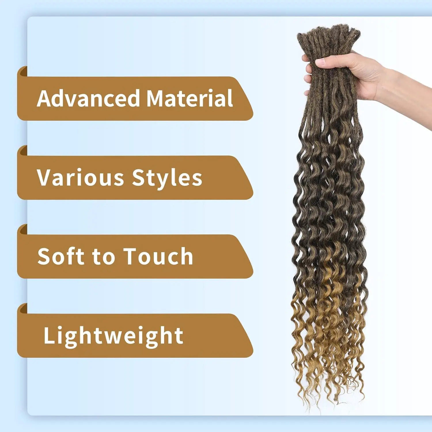 Synthetic Wavy Double Ended Dreadlock Extensions 10 Strands Curly Dreads Extensions 0.6 CM Dreadlock Extensions 24 Inches