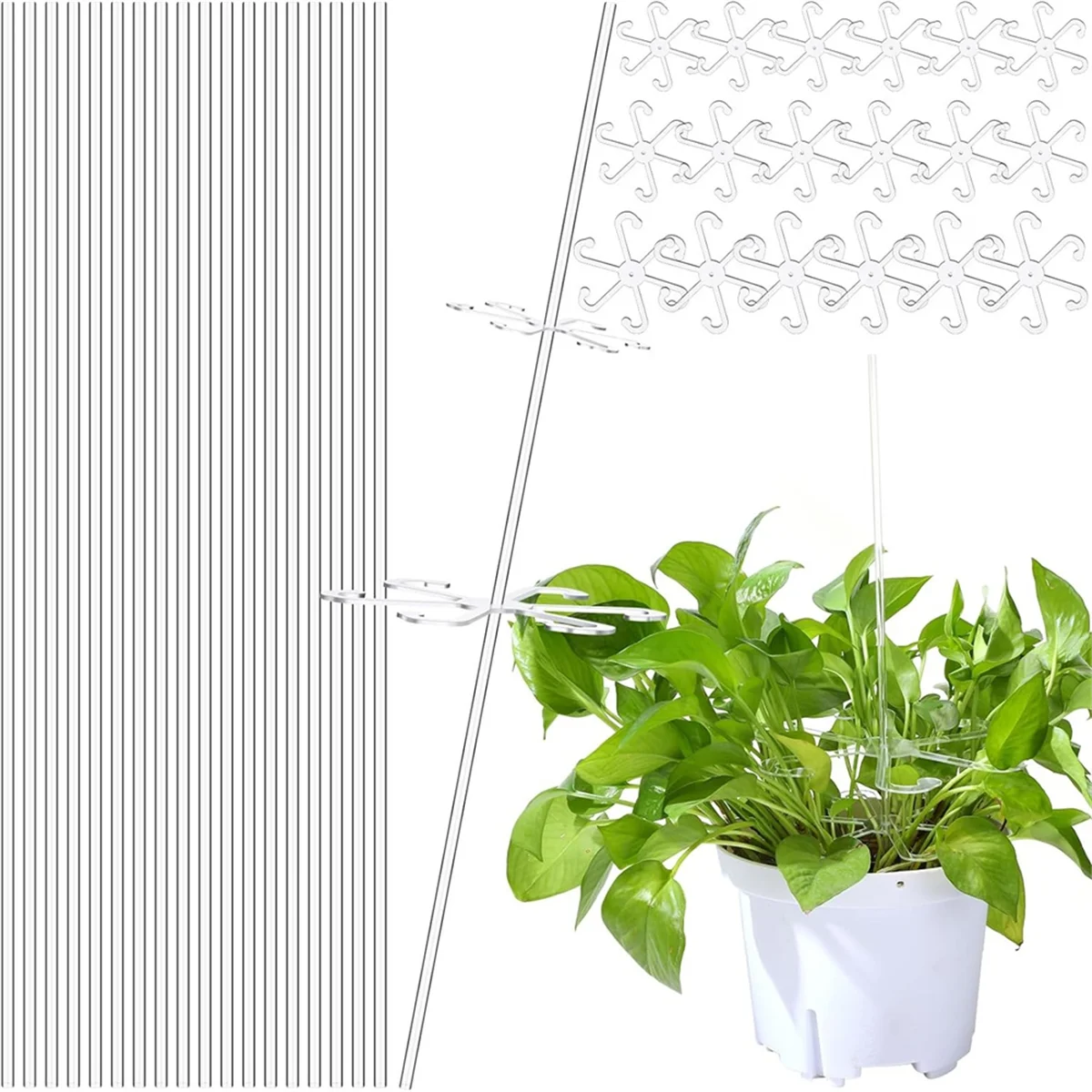 18 Pcs 16 Inch Acrylic Plant Stakes with Stem Hook Support, Plant Support Garden Stakes Clear Plant Sticks for Plants