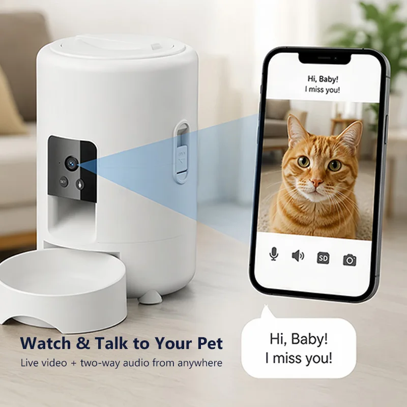 2L WiFi Smart Pet Feeder with Camera Automatic Scheduled Food Dispenser for Cats and Dogs
