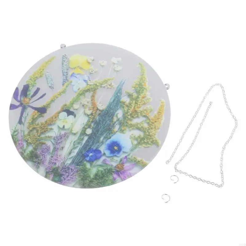 Acrylic Frame Pressed Flowers Hanging Picture Artificial Dried Plants Wall Pendant with Chain Kids Art Photo Display