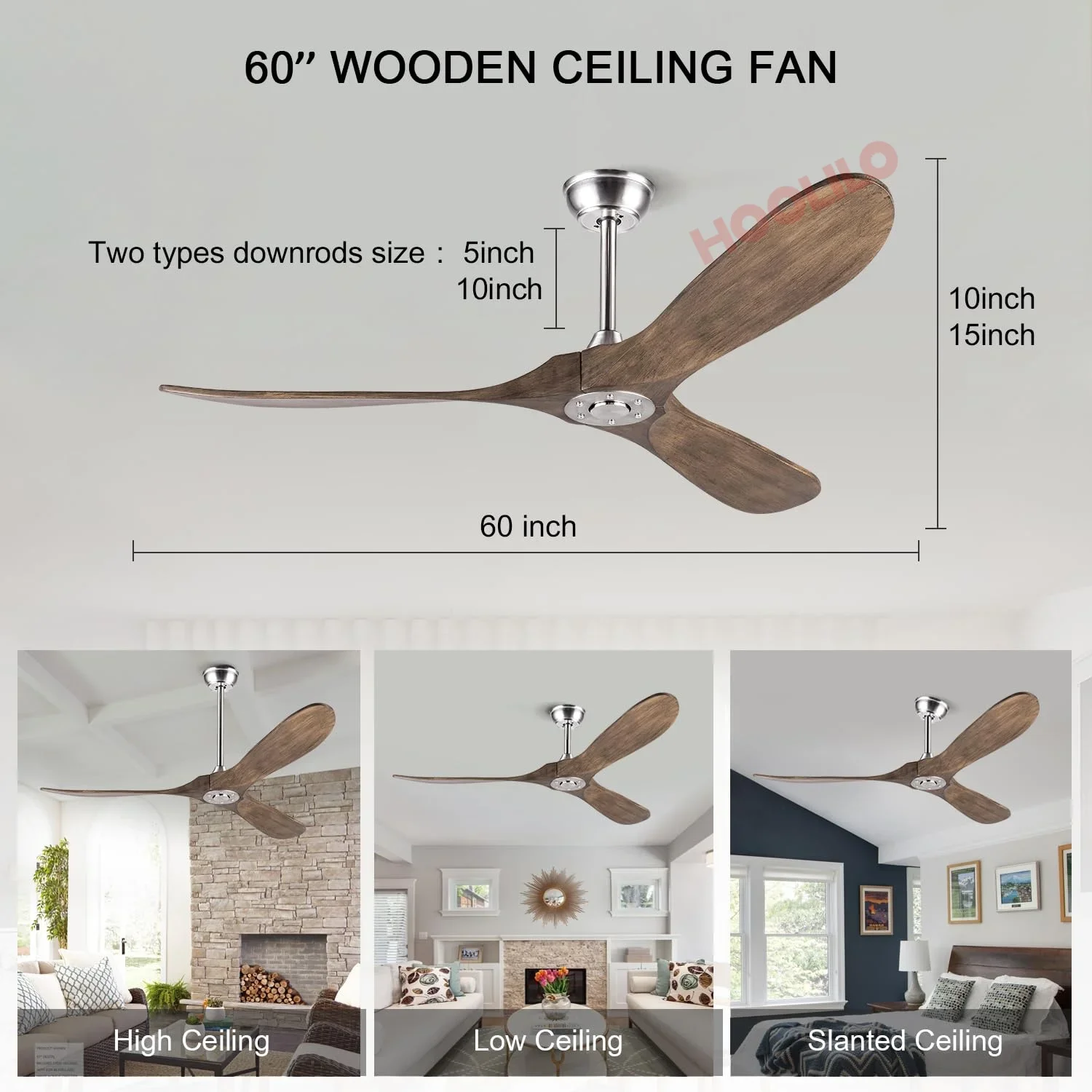 Big Size Wood Ceiling Fan with LED Lights DC Motor 6 Speeds Ceiling Fans Ventiladores De Techo Con Luces Led Lights