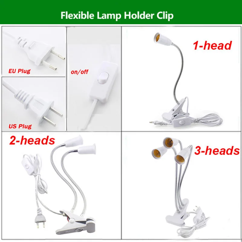 360 Degrees Flexible Desk Lamp Holder E27 Base Light Socket Gooseneck Clip-On Cable With On Off Switch for Home Plant k5