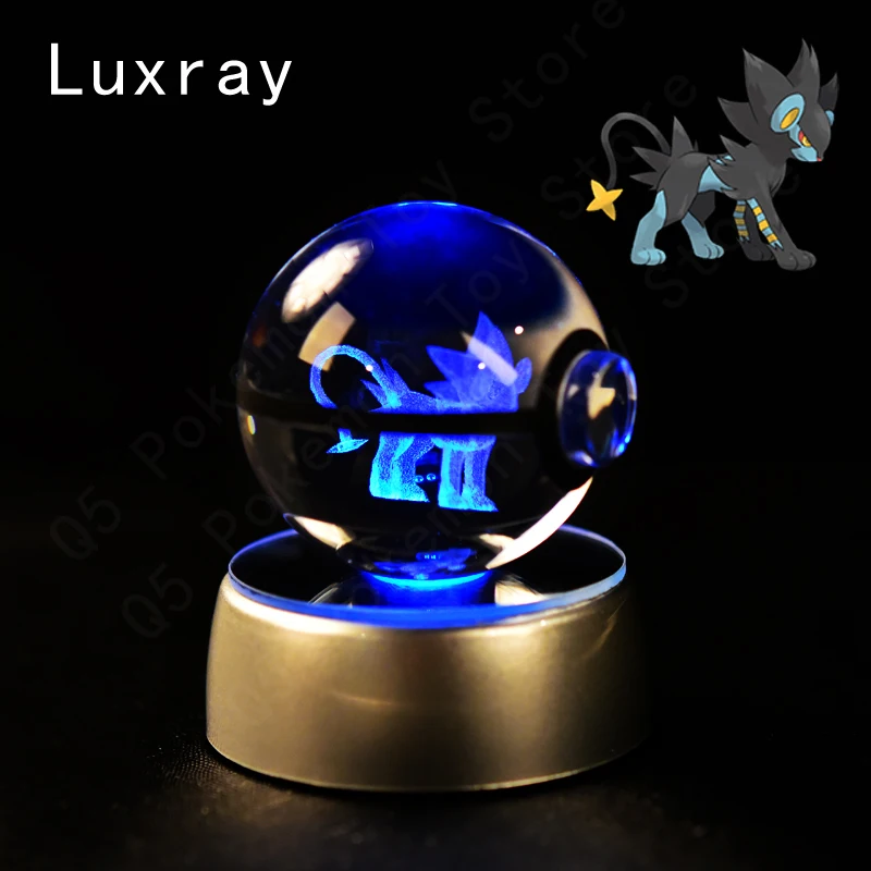 Pokemon 3D Kristallkugel Pikachu Gengar Mew Mewtwo Figuren Lampenständer Pokeball 3D Pokemon Glaskugel Statue Geburtstagsgeschenk