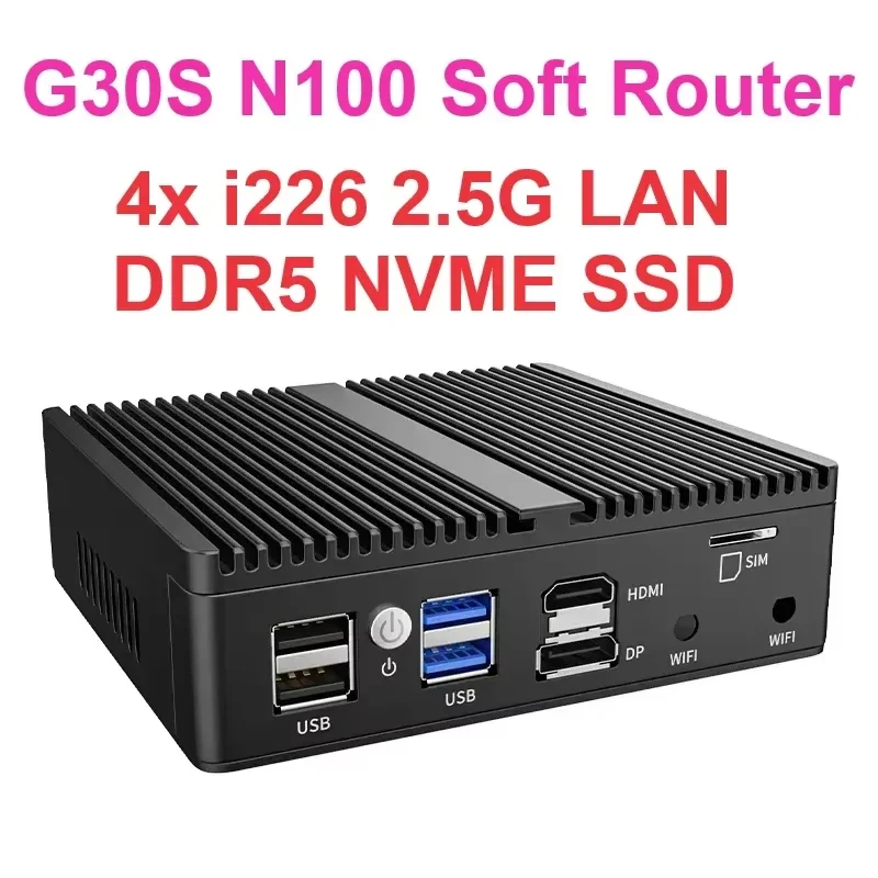 

SZBOX G30S Alder Lake-N100 Fanless Router 4* i226 2.5 LAN Windows 11 DDR5 NVME SSD pfSense Router OPNsense Firewall Server