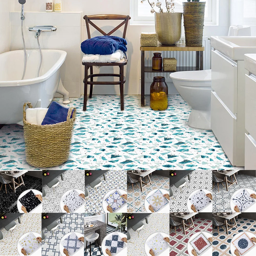 

30x30cm terrazzo pattern self-adhesive tile diagonal waterproof and wear-resistant, suitable for kitchen, bathroom, living room
