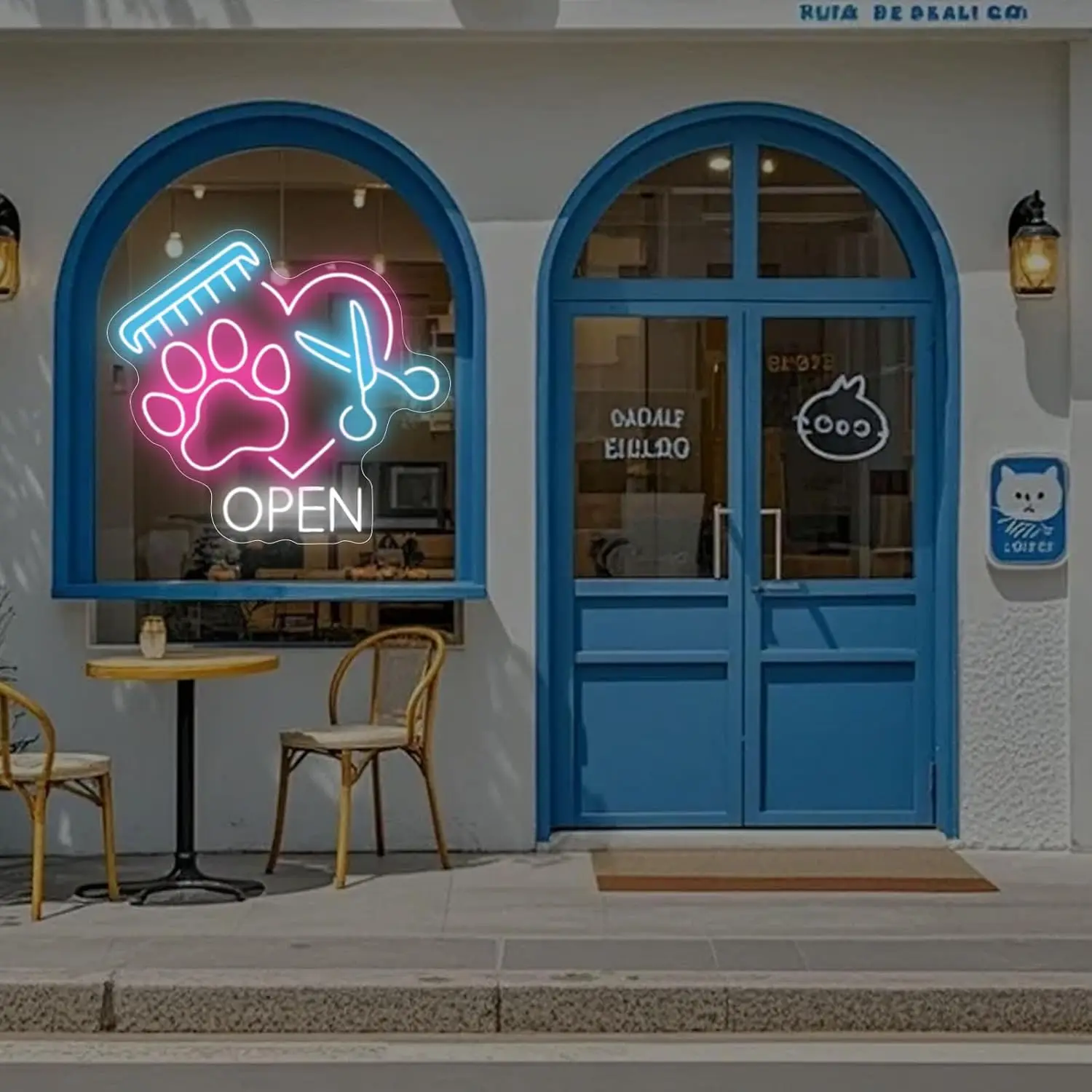 Pet Shop Welcome Sign Open Neon Sign USB Dimmable Pet Spa LED Neon Light Pet Stores Animal Clinics Party Home Decoration