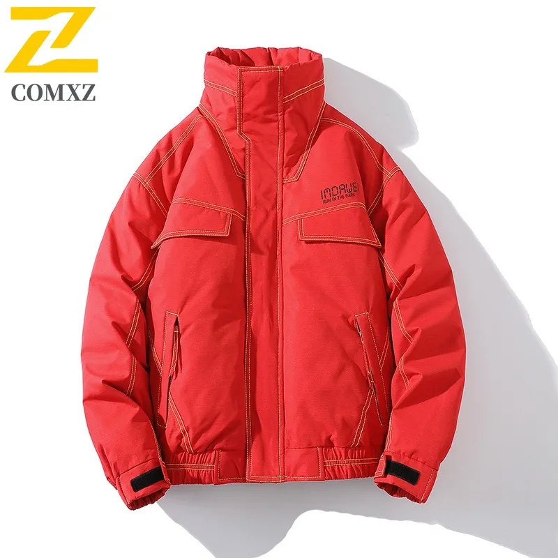 COMXZ Men Puffer Jacket 2025 New Trendy Ski Street Warm High Quality Travel Cotton Padded Jacket Windproof Snow Winter Jackets