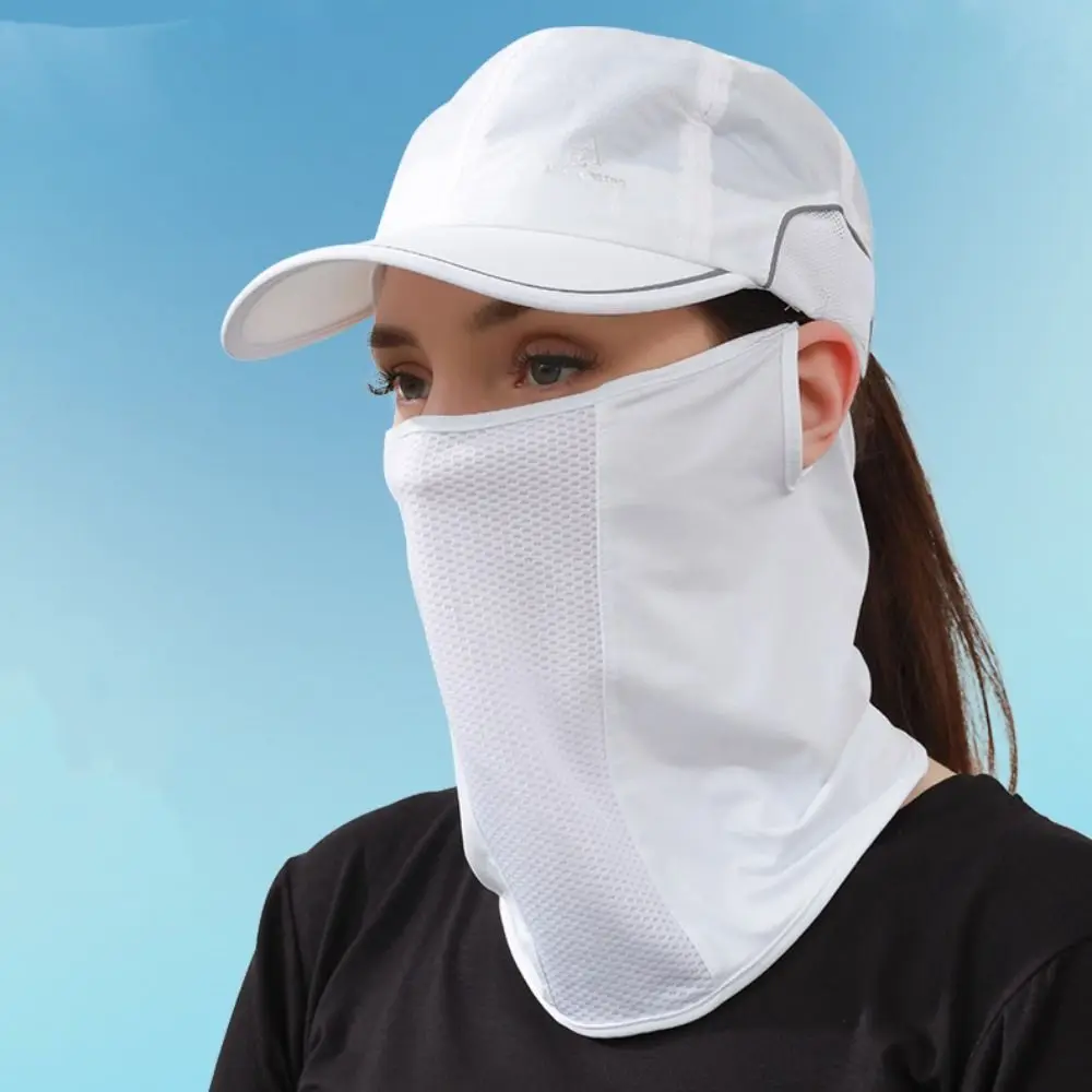 Summer Ice Silk Sunscreen Mask Outdoor Cycling Breathable UV Protection Hanging Ear Neck Wrap Cover Face Cover