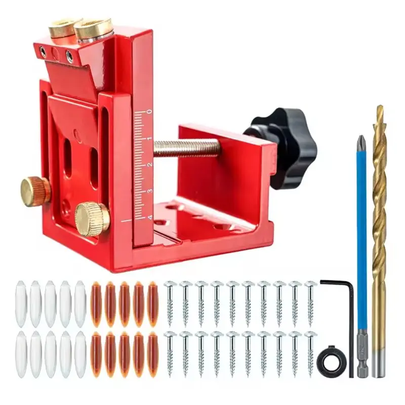 [newa76k-】-pocket-hole-jig-kit-aluminum-alloy-adjustable-for-woodworking-dowel-drill-guide-for-precise-angle-drilling