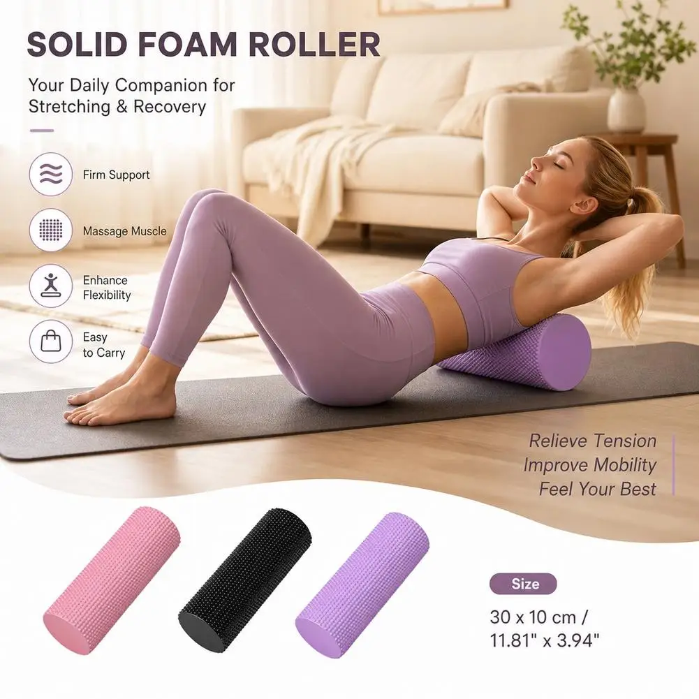 EVA Foam Roller 30cm Textured Trigger Point Massage Roller Deep Tissue Muscle Relaxation Yoga Exercise Back Leg Massager