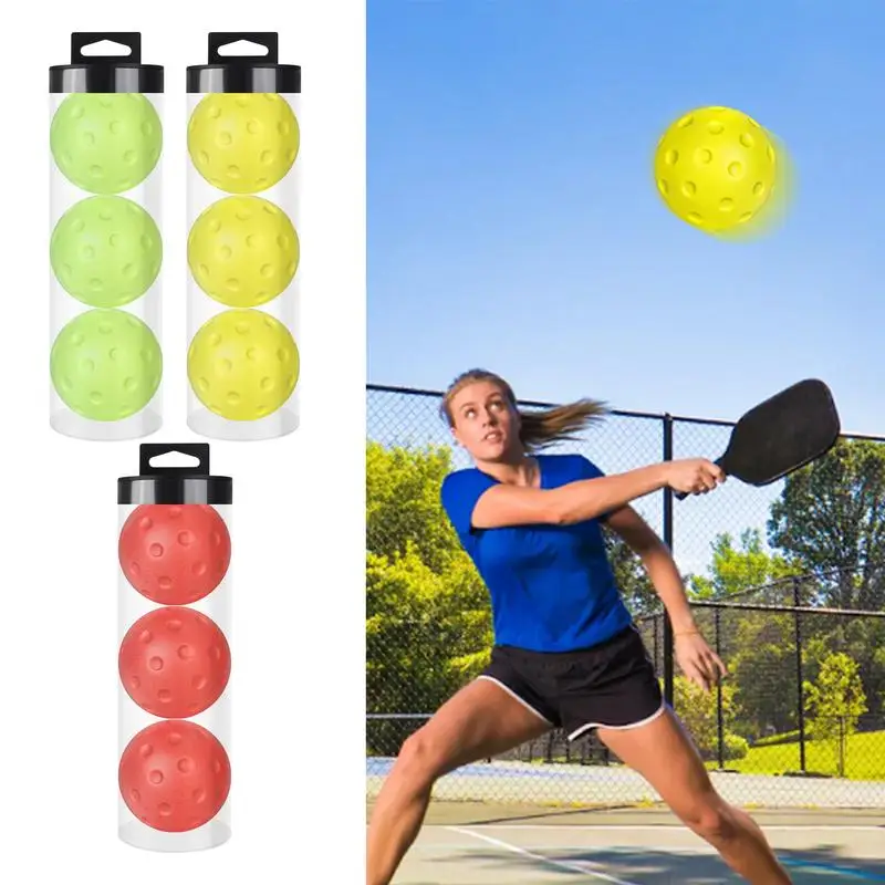 3pcs Quiet Foam Pickleballs Indoor Outdoor Practice Soft Hollow Pickleball with Exact Real Ball Bounce  Green or Yellow Color