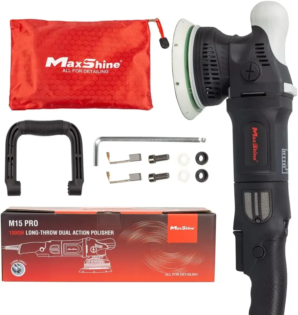 Maxshine-pulidor de doble acción M15 Pro Series II, potente, 1000w, 6-Spd, tiro de 15mm, disco de 5 ", rosca de 5/8", automático, envío gratis